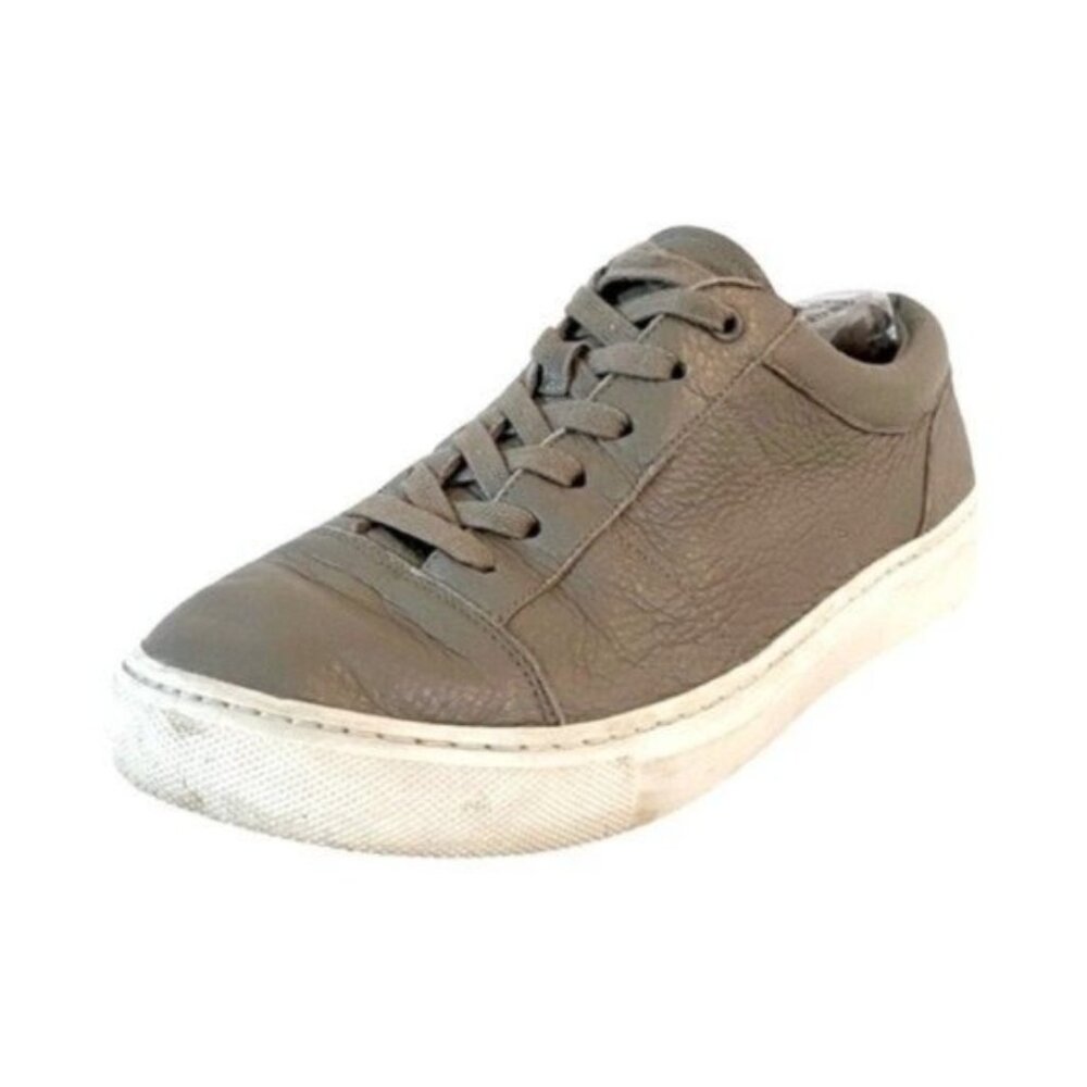Vince Gray Leather Low-Top Sneakers